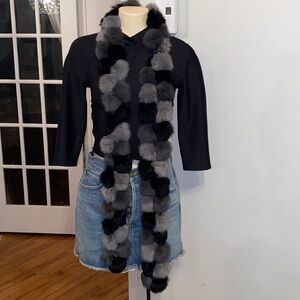 Long Real fur pompom collar scarf